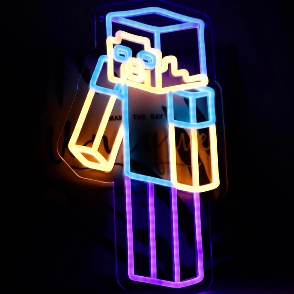 MOJANG Steve Neon Sign Minecraft Night Light Room Wall Decor Netflix